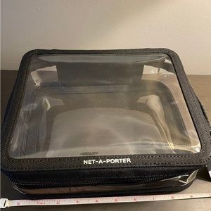 Net a Porter Clear Black Zippered Makeup Skincare Packing Tote 9x7x3 NWT